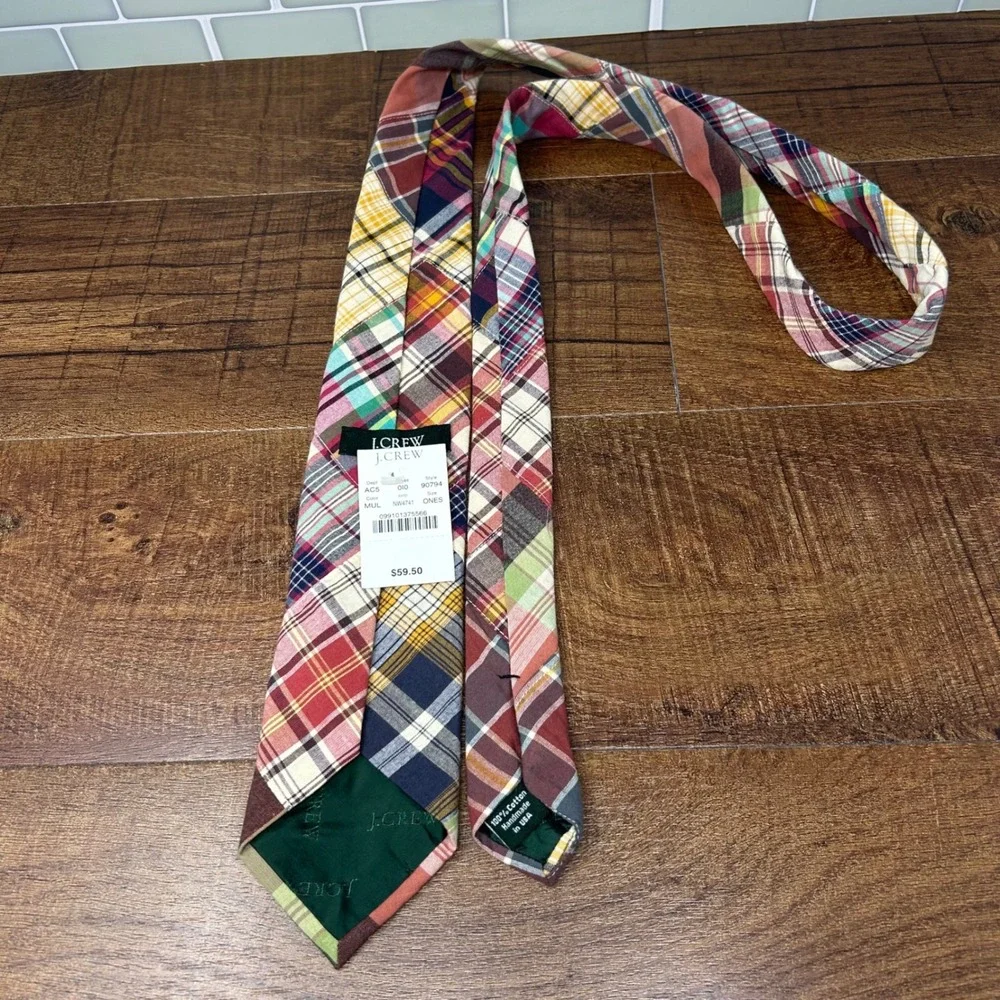 NWT: Mens J. Crew Madras Cotton Necktie